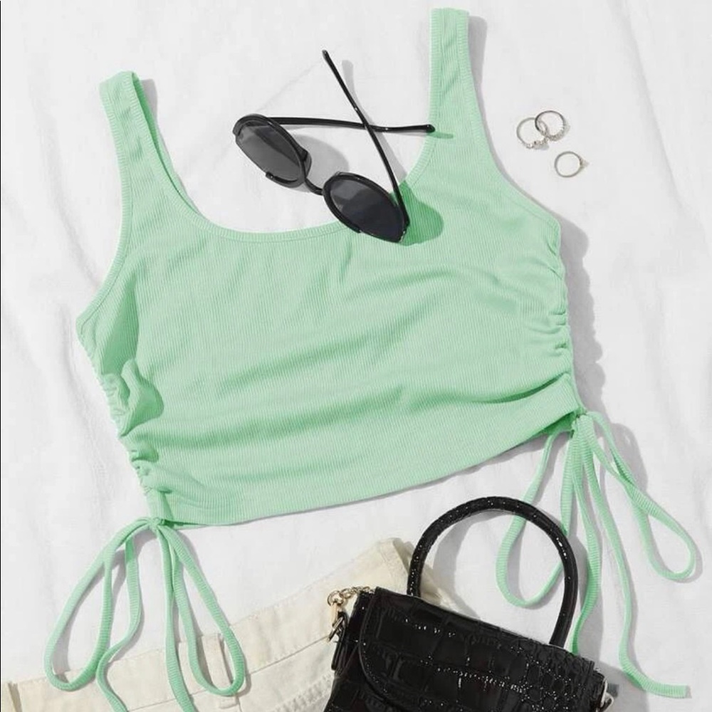 Shein drawstring side rib knit tank top